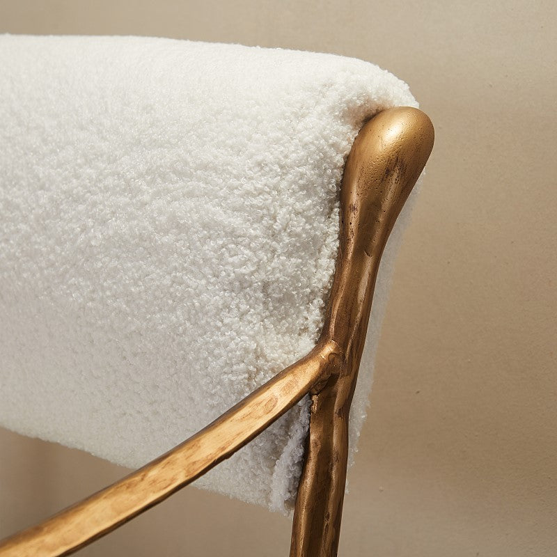 Hand-Forged Metal Retro Copper Iron Frame Armless Dining Chair