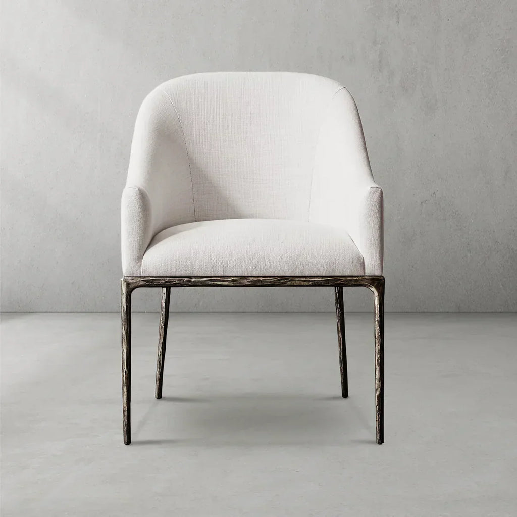Hand-Forged Metal Slope Fabric Dining Armchair