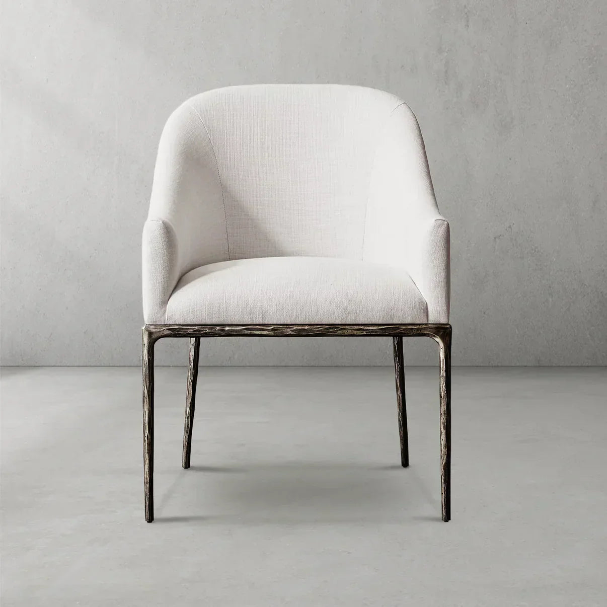 Hand-Forged Metal Slope Fabric Dining Armchair