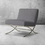 Hand-Forged Metal X-base Leather Slipper Chair