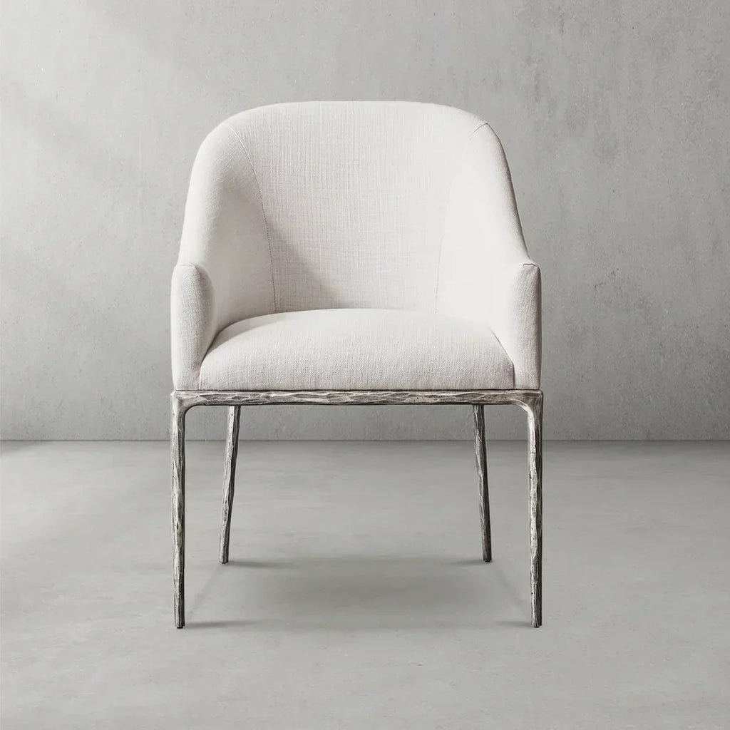 Hand-Forged Metal Slope Fabric Dining Armchair