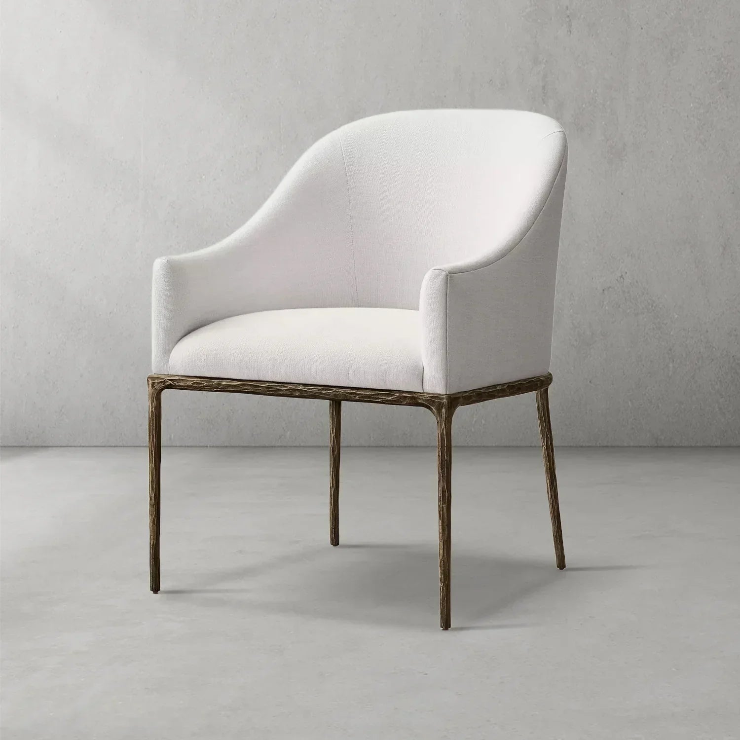 Hand-Forged Metal Slope Fabric Dining Armchair