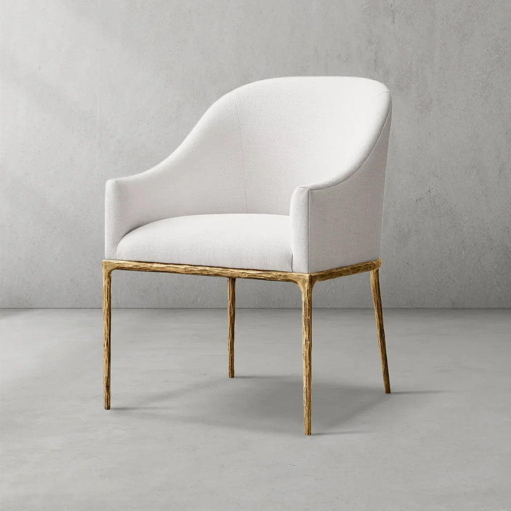 Hand-Forged Metal Slope Fabric Dining Armchair