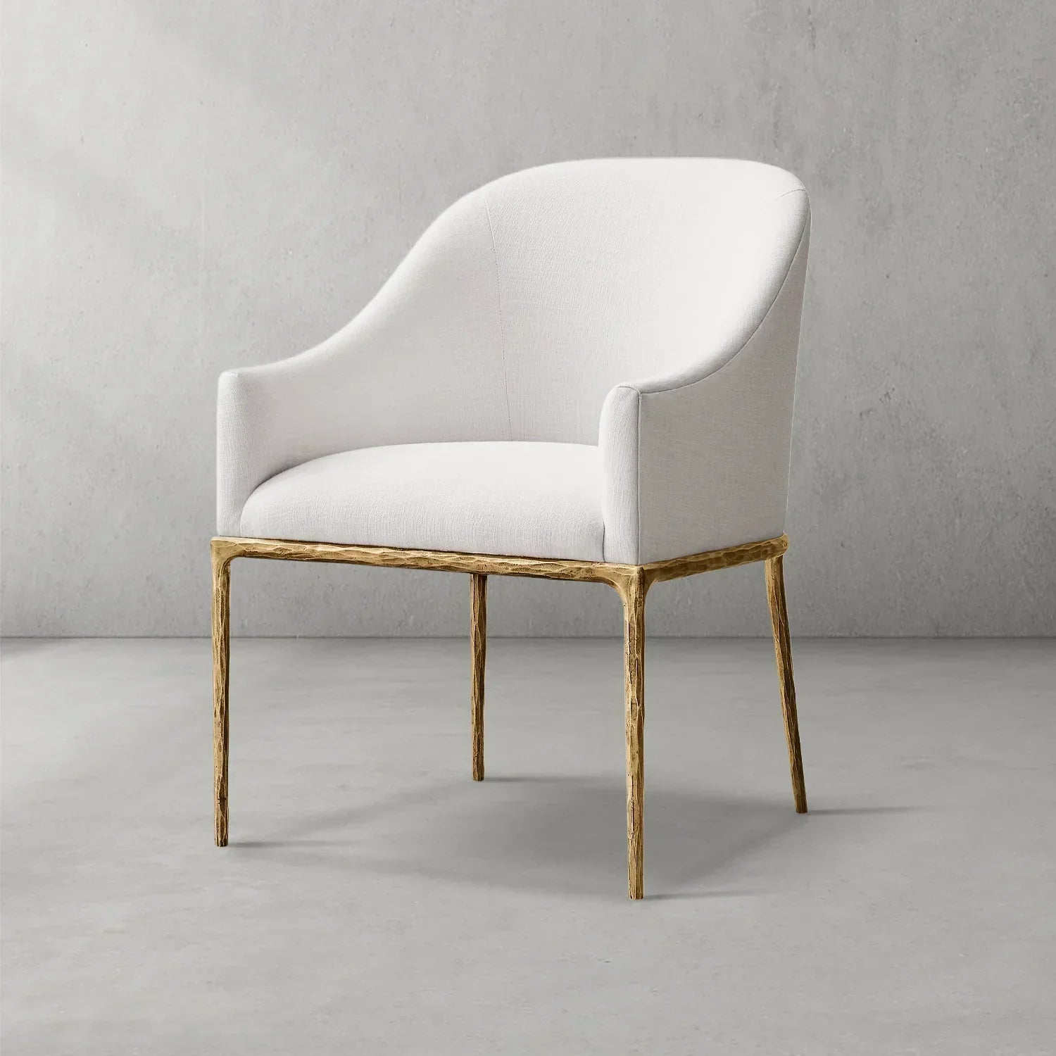 Hand-Forged Metal Slope Fabric Dining Armchair