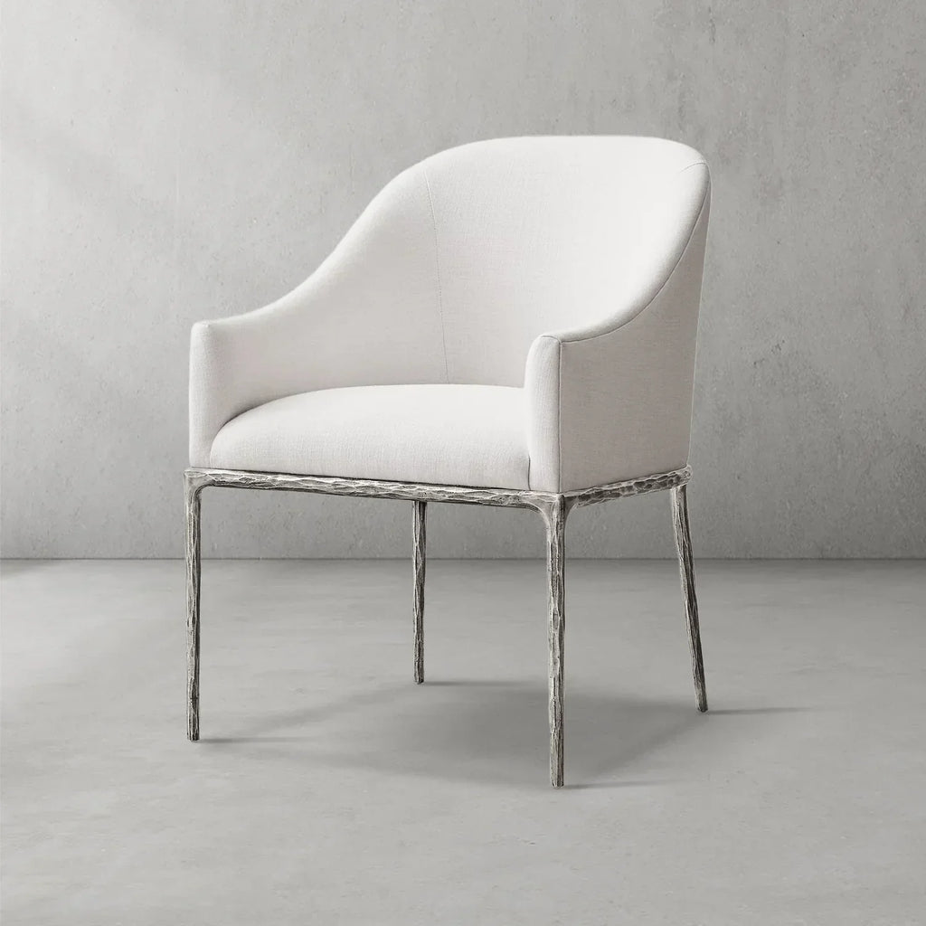 Hand-Forged Metal Slope Fabric Dining Armchair