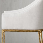 Hand-Forged Metal Slope Fabric Dining Armchair