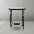 Hand-Forged Metal Round Marble Side Table 18" 22"