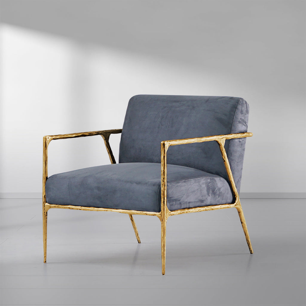 Hand-Forged Metal Retro Silver Iron Frame Track Armchair