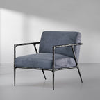 Hand-Forged Metal Retro Silver Iron Frame Track Armchair