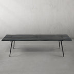 Hand-Forged Metal Retro Copper Frame Solid Wood Dining Bench