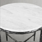 Hand-Forged Metal Round Marble Side Table 18" 22"