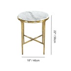 Hand-Forged Metal Round Marble Side Table 18" 22"