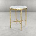 Hand-Forged Metal Round Marble Side Table 18" 22"