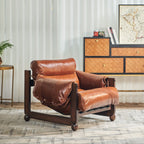 Distressed Leather Tiered Lounge Chair