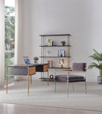 Hand-Forged Metal Retro Brass Iron Frame Rattan Desk