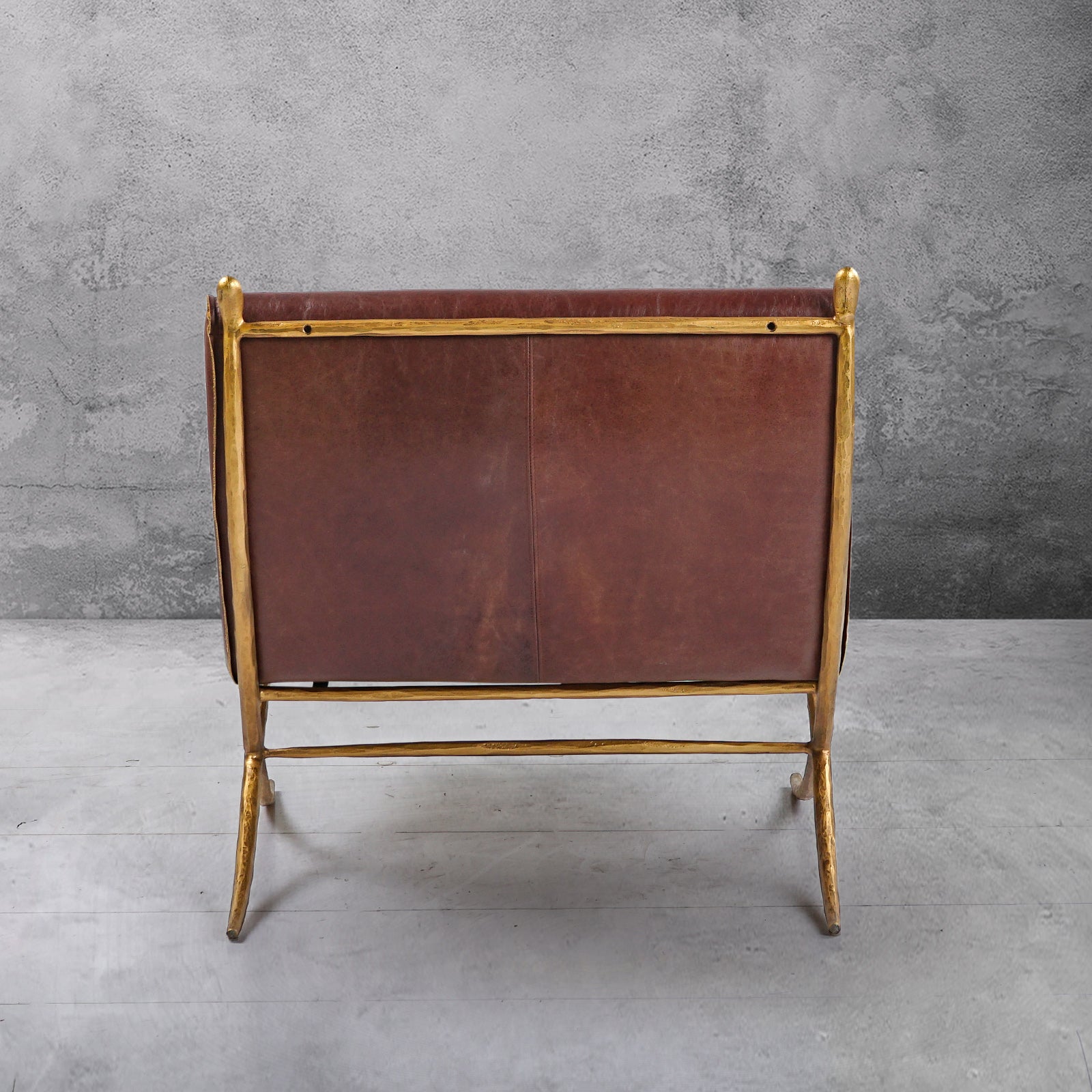 Hand-Forged Metal Vintage Leather Lounge Chair
