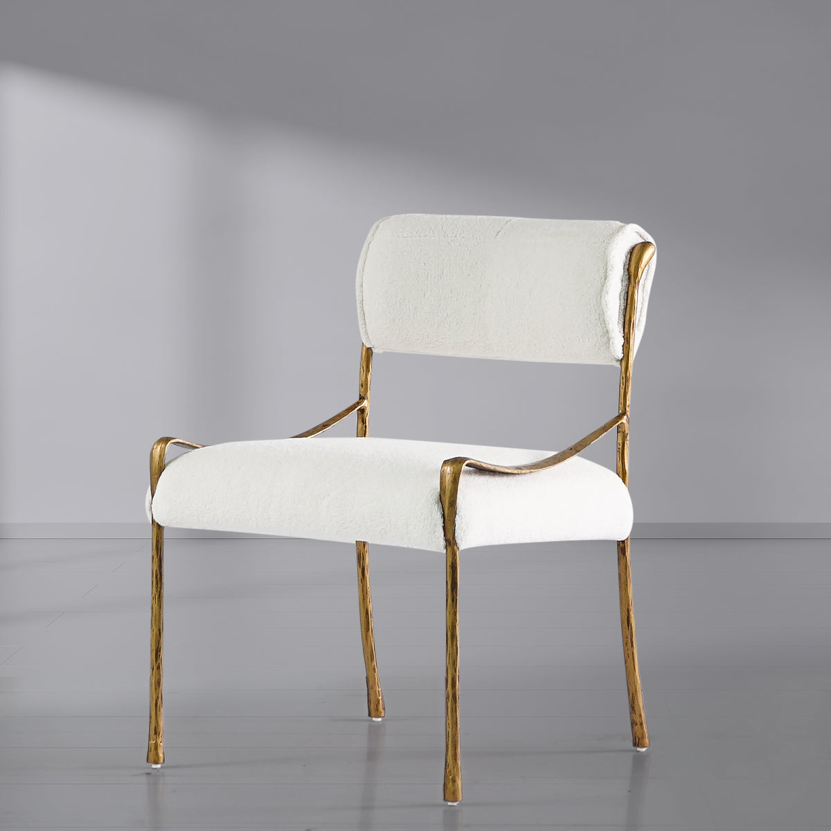 Hand-Forged Metal Retro Copper Iron Frame Armless Dining Chair