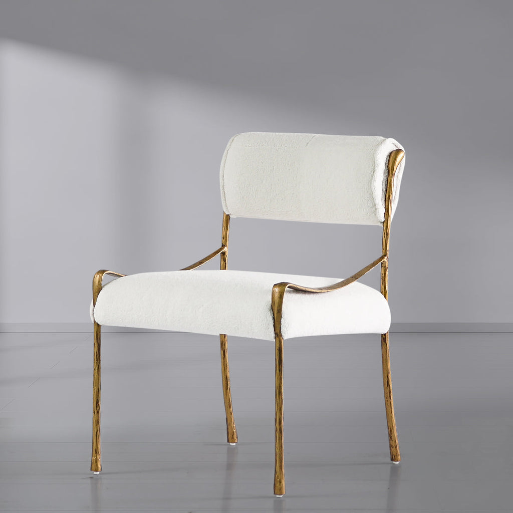 Hand-Forged Metal Retro Copper Iron Frame Armless Dining Chair