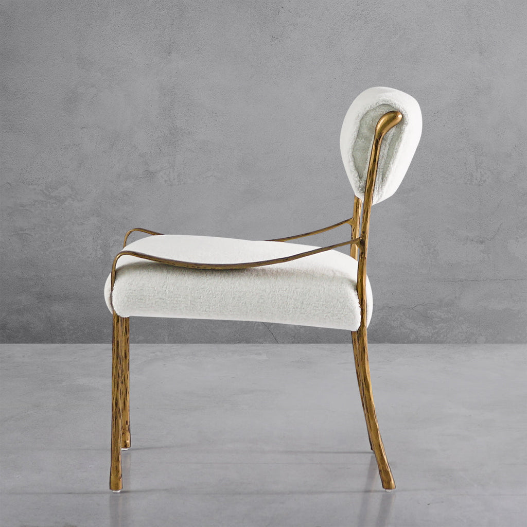 Hand-Forged Metal Retro Copper Iron Frame Armless Dining Chair