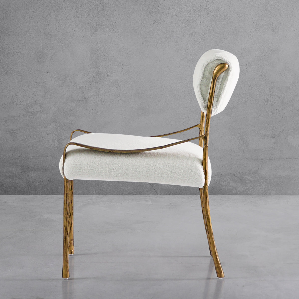 Hand-Forged Metal Retro Copper Iron Frame Armless Dining Chair