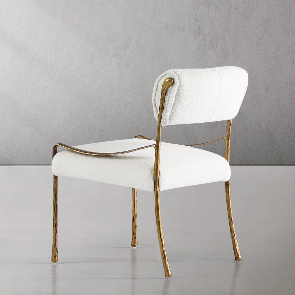 Hand-Forged Metal Retro Copper Iron Frame Armless Dining Chair