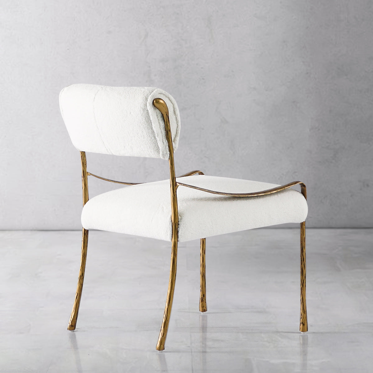 Hand-Forged Metal Retro Copper Iron Frame Armless Dining Chair