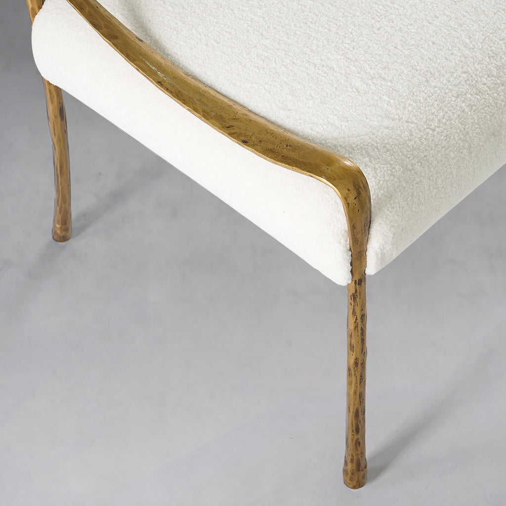 Hand-Forged Metal Retro Copper Iron Frame Armless Dining Chair