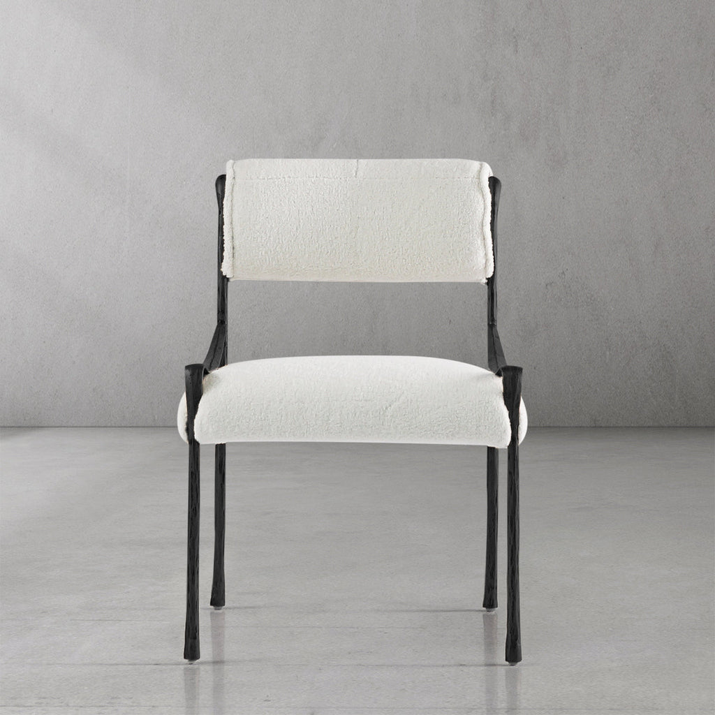 Hand-Forged Metal Retro Copper Iron Frame Armless Dining Chair