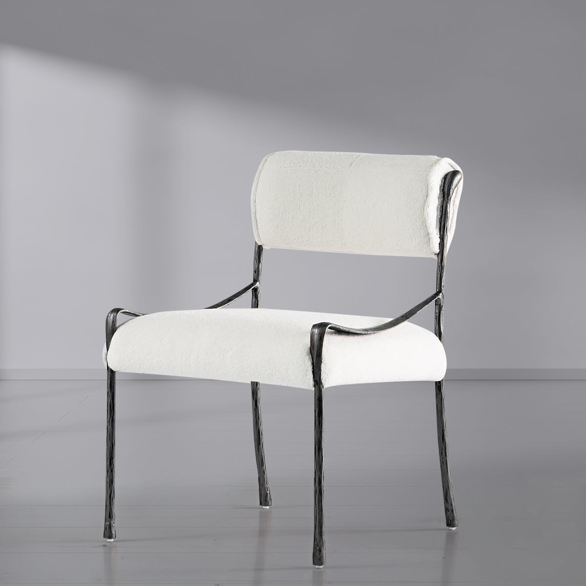 Hand-Forged Metal Retro Copper Iron Frame Armless Dining Chair