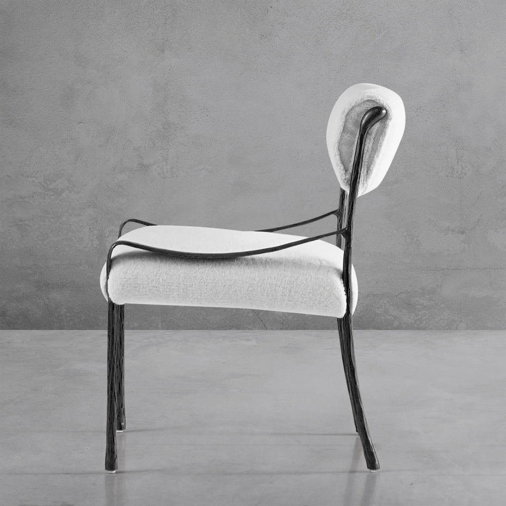 Hand-Forged Metal Retro Copper Iron Frame Armless Dining Chair