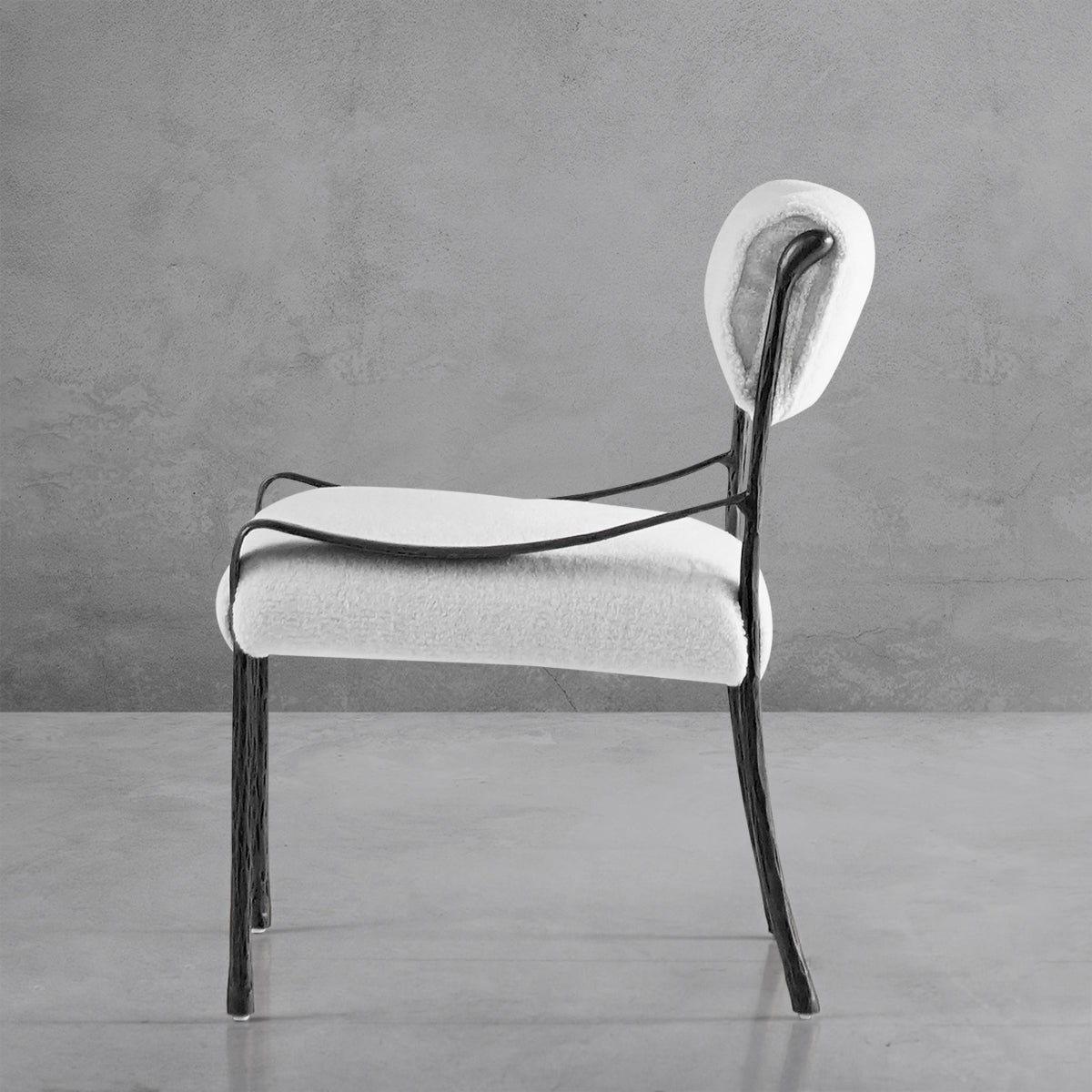 Hand-Forged Metal Retro Copper Iron Frame Armless Dining Chair