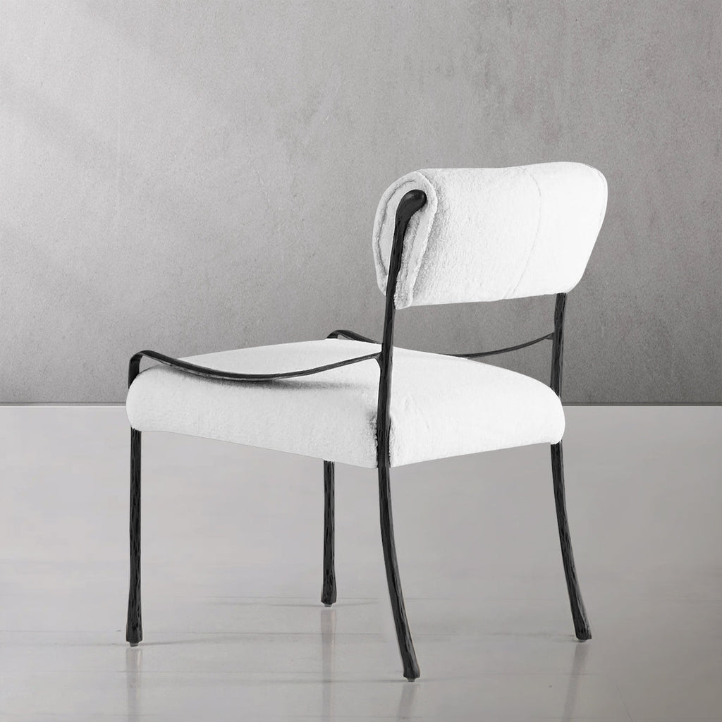 Hand-Forged Metal Retro Copper Iron Frame Armless Dining Chair