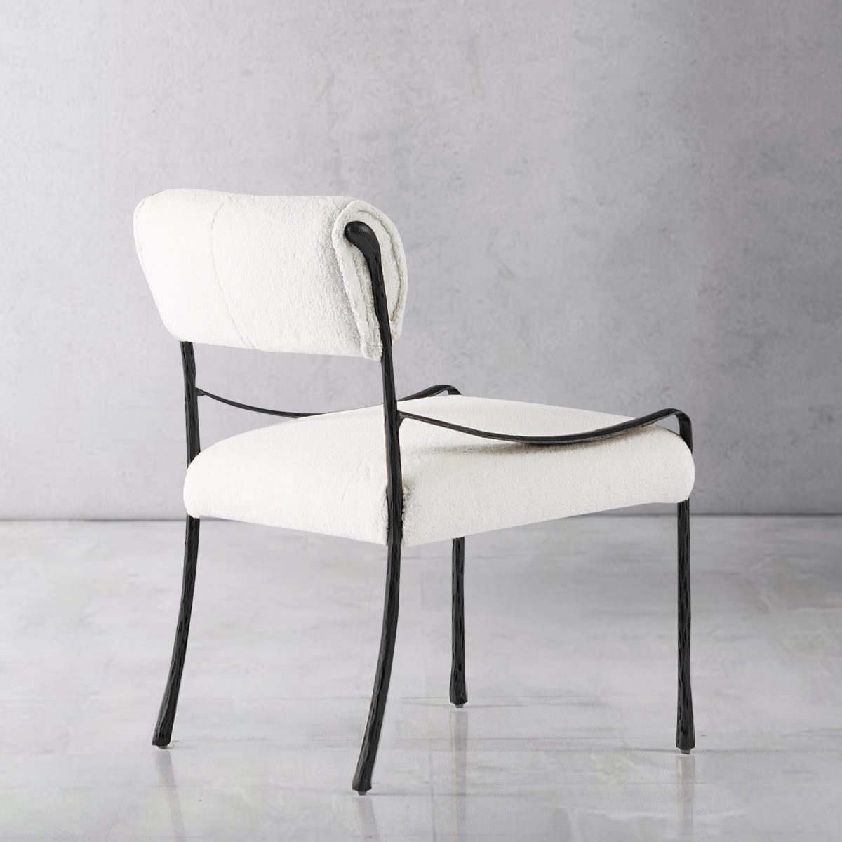 Hand-Forged Metal Retro Copper Iron Frame Armless Dining Chair