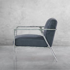Hand-Forged Metal Retro Silver Iron Frame Track Armchair