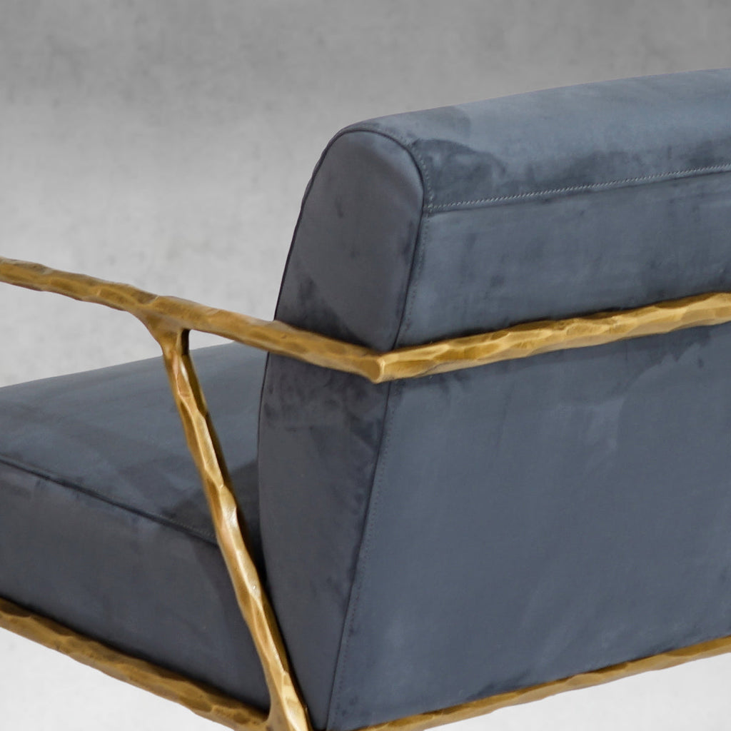 Hand-Forged Metal Retro Silver Iron Frame Track Armchair