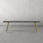 Hand-Forged Metal Retro Copper Frame Solid Wood Dining Bench