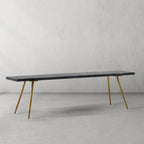 Hand-Forged Metal Retro Copper Frame Solid Wood Dining Bench