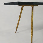 Hand-Forged Metal Retro Copper Frame Solid Wood Dining Bench