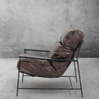 Hand-Stitched Cowhide Patchwork Wing Chair