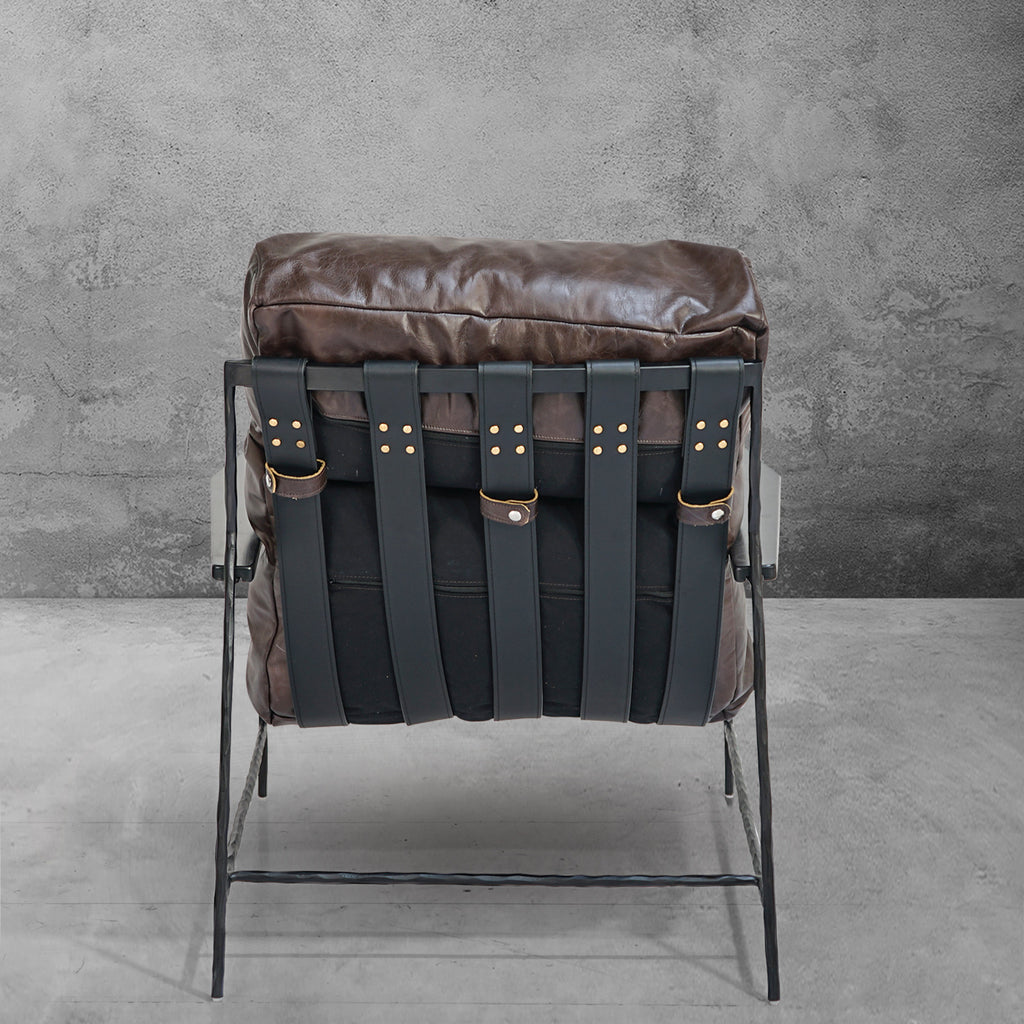 Hand-Stitched Cowhide Patchwork Wing Chair