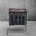 Hand-Stitched Cowhide Patchwork Wing Chair