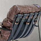 Hand-Stitched Cowhide Patchwork Wing Chair