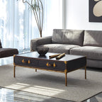 Hand-Forged Metal Vintage Leather Square Coffee Table