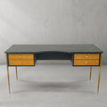 Hand-Forged Metal Retro Brass Iron Frame Rattan Desk