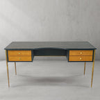 Hand-Forged Metal Retro Brass Iron Frame Rattan Desk