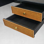 Hand-Forged Metal Retro Brass Iron Frame Rattan Desk