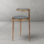 Hand-Hammered Brass Two-Tier Side Table
