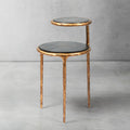 Hand-Hammered Brass Two-Tier Side Table