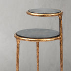 Hand-Hammered Brass Two-Tier Side Table