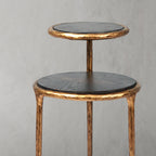 Hand-Hammered Brass Two-Tier Side Table